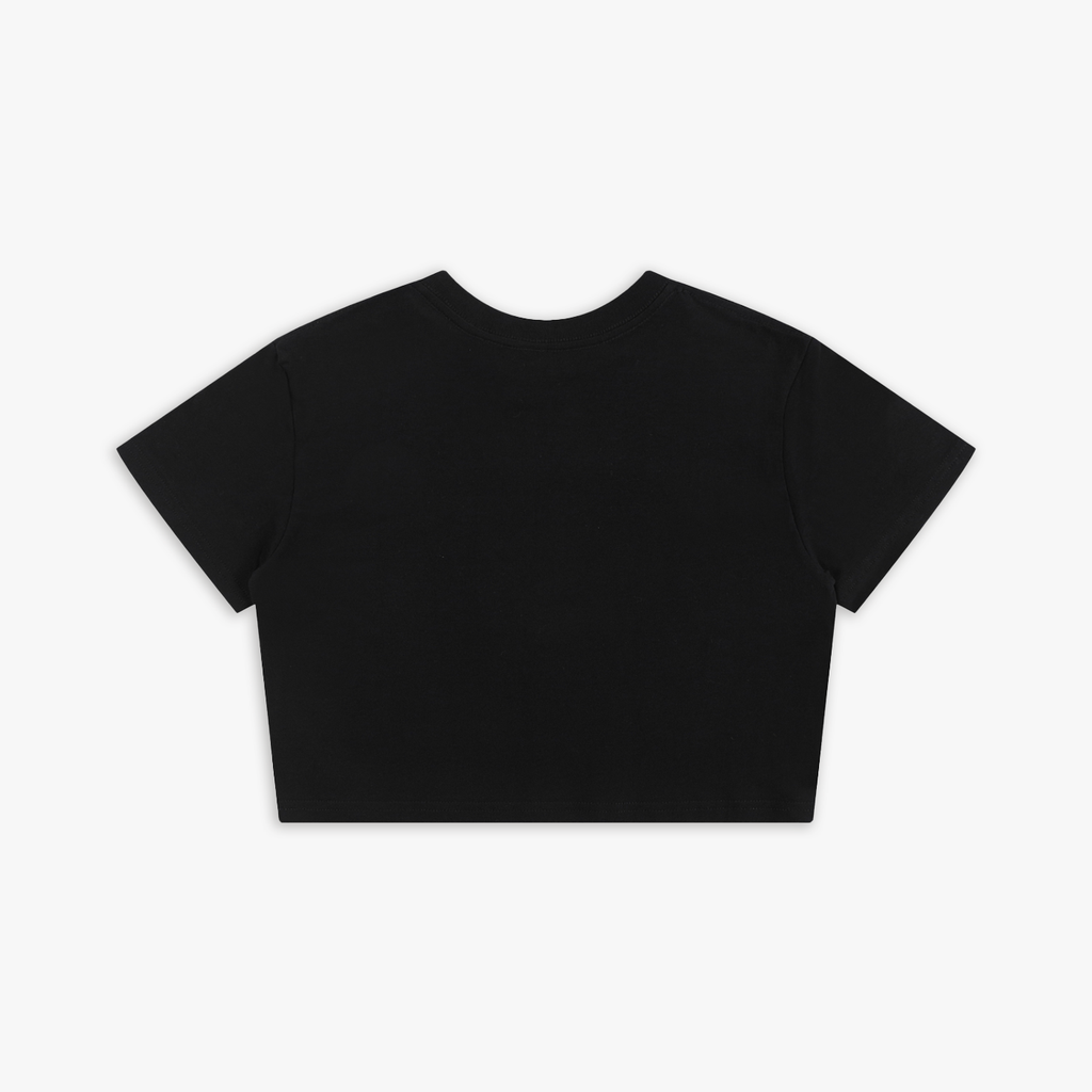 Black crop top on a white background