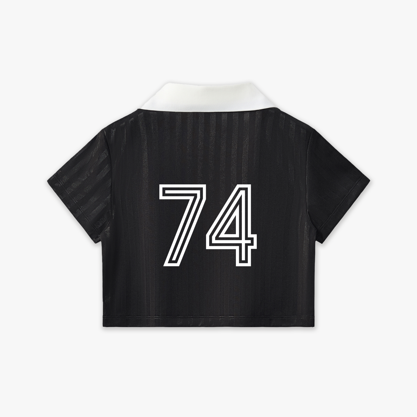 Black jacket with white number 74 on a white background
